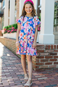 Girls: Can You Keep Up Blue Floral Dress