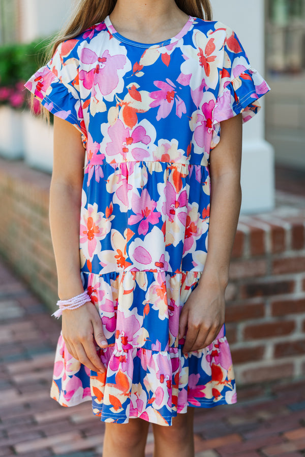 Girls: Can You Keep Up Blue Floral Dress