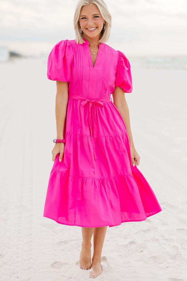Pinch: Good To You Candy Pink Tiered Midi Dress