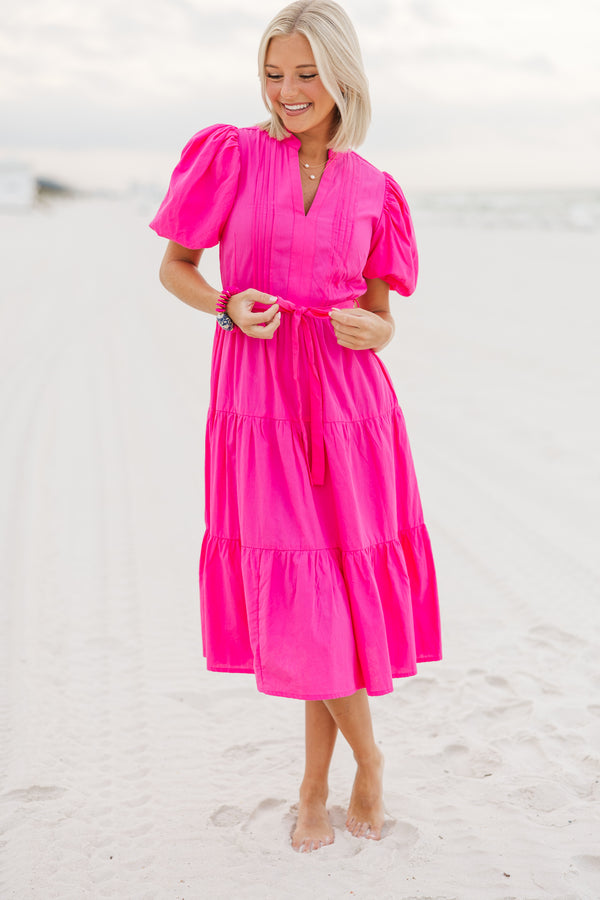 Pinch: Good To You Candy Pink Tiered Midi Dress