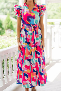 Future Fun Pink Multi Abstract Maxi Dress