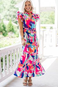 Future Fun Pink Multi Abstract Maxi Dress