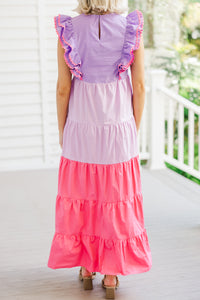 Thinking About It Purple Colorblock Maxi Dress