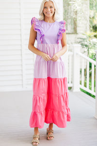Thinking About It Purple Colorblock Maxi Dress