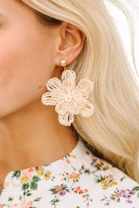 All For You Cream White Flower Earrings