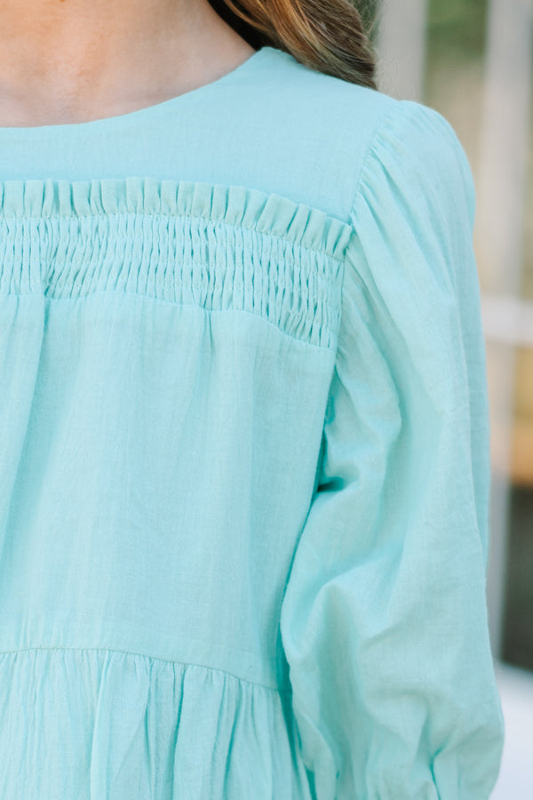 light blue church dress Girls: Clear Skies Blue Ruffled Dress – Shop the Mint