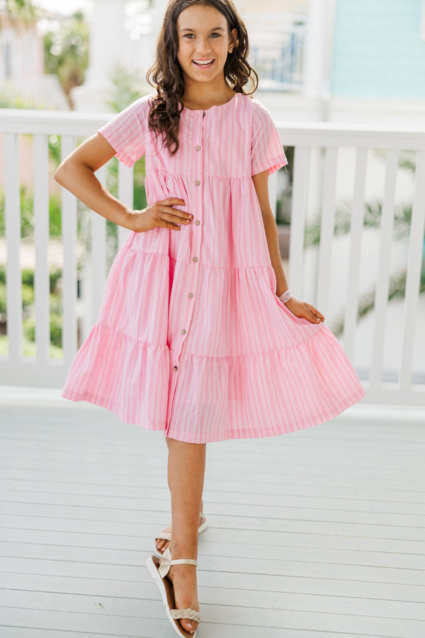 Girls: Tell Your Story Pink Striped Midi Dress Shop the Mint Girls: Tell Your Story Pink Striped Midi Dress Shop the Mint