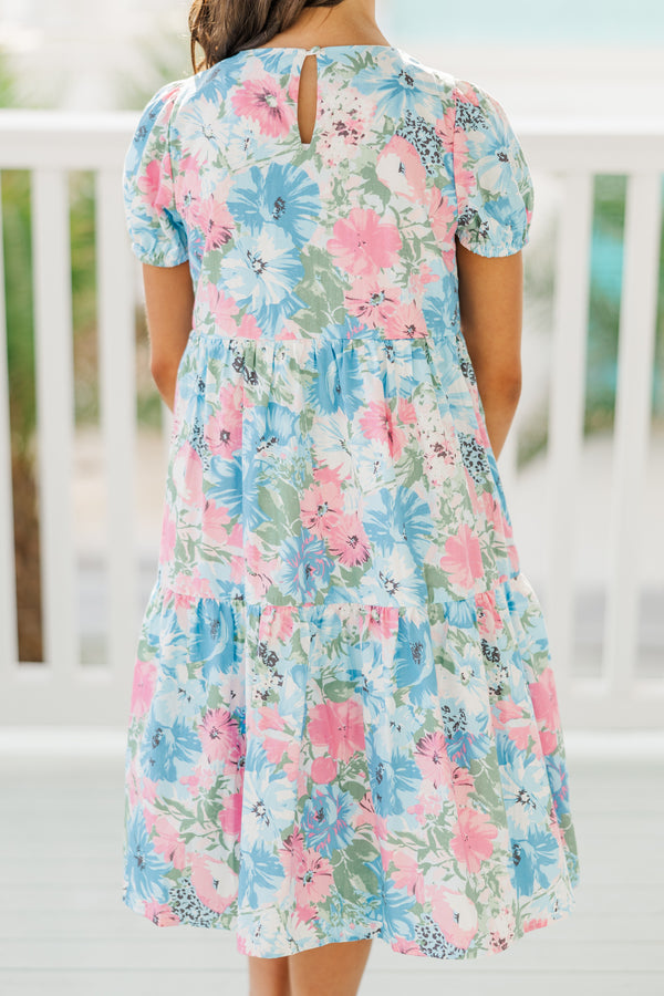 Girls: Just A Dream Blue Floral Midi Dress