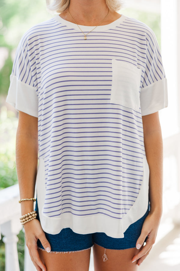 Just For Today Lavender Purple Striped Top