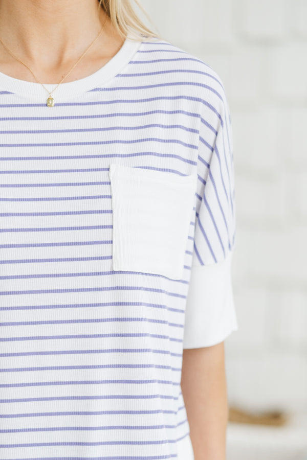 Just For Today Lavender Purple Striped Top