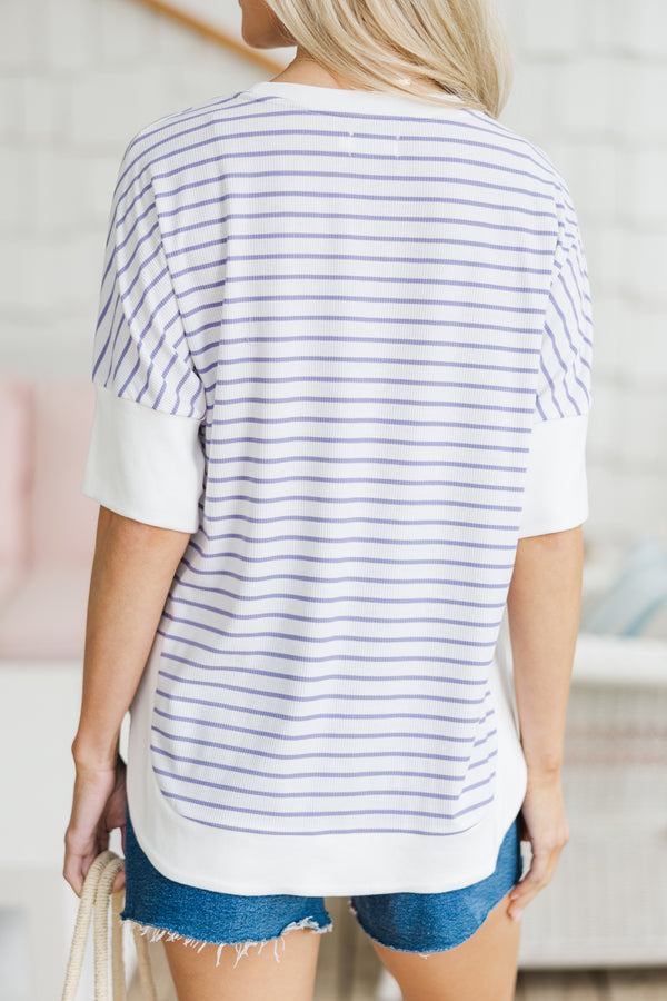 Just For Today Lavender Purple Striped Top