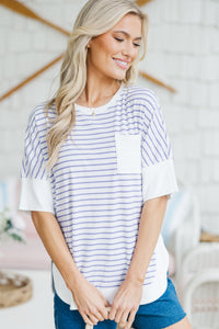 Just For Today Lavender Purple Striped Top