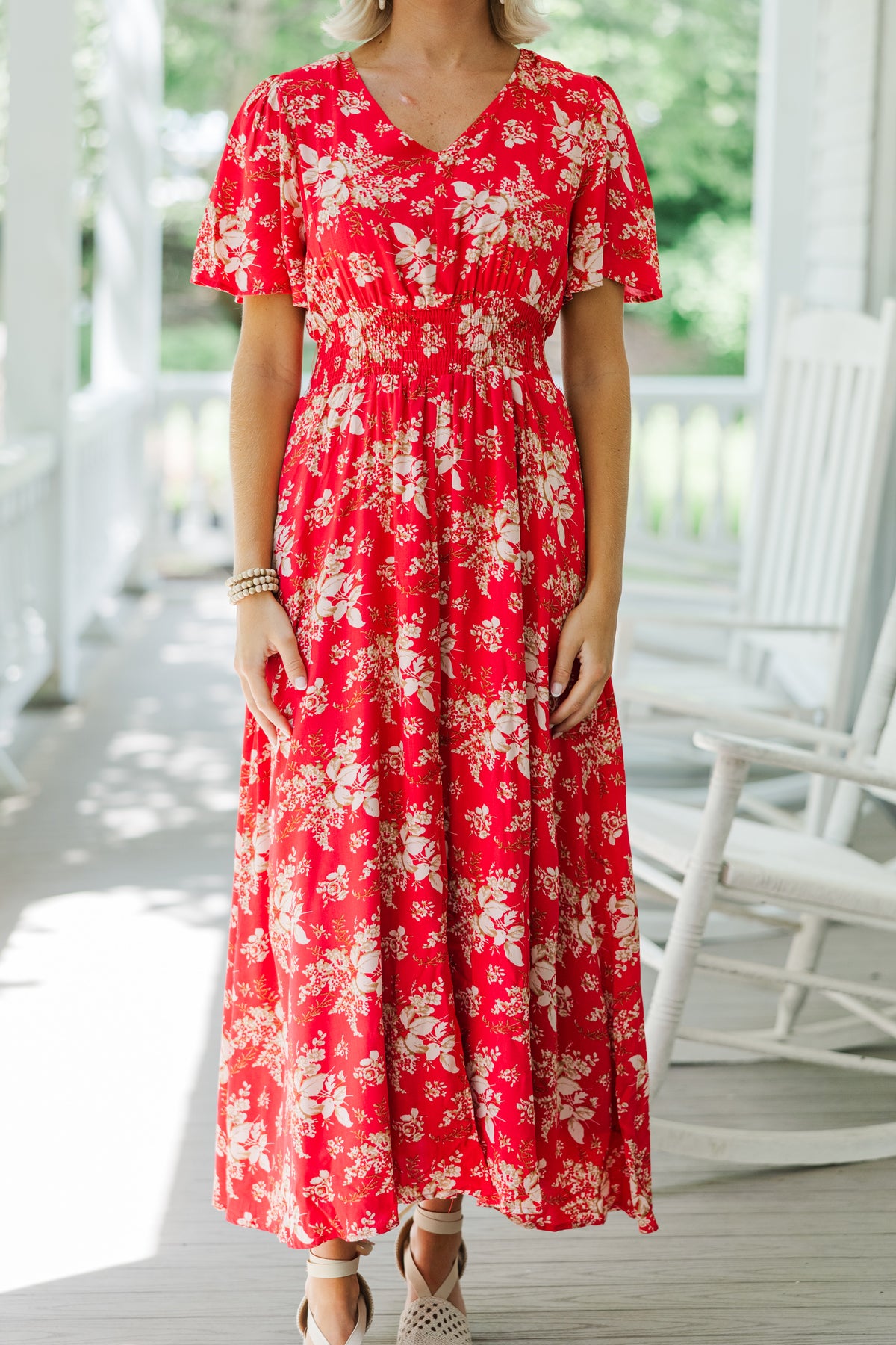 Too Perfect Red Floral Print Maxi Dress