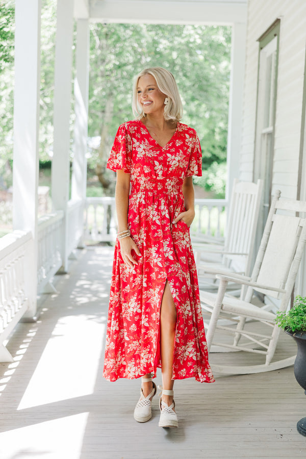 Red summer maxi dress online