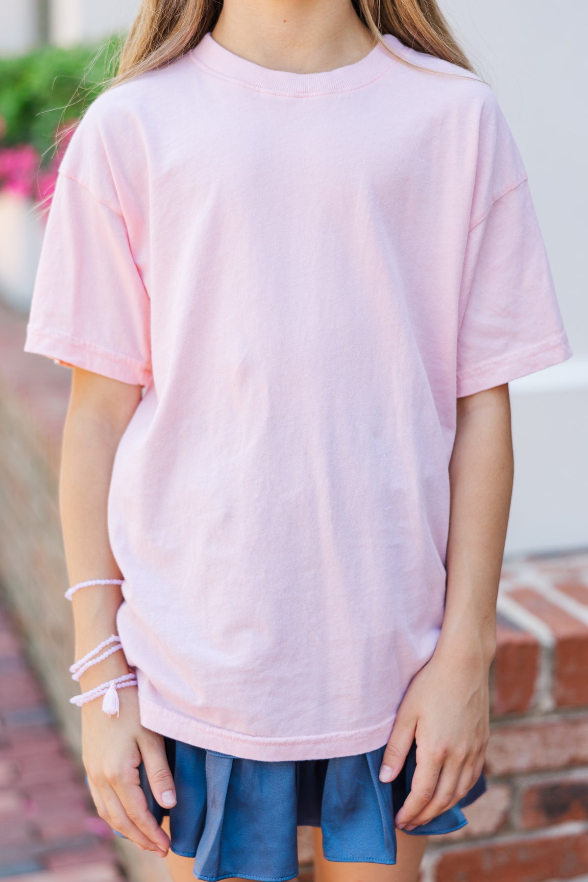 Girls Peach Printed T-shirt