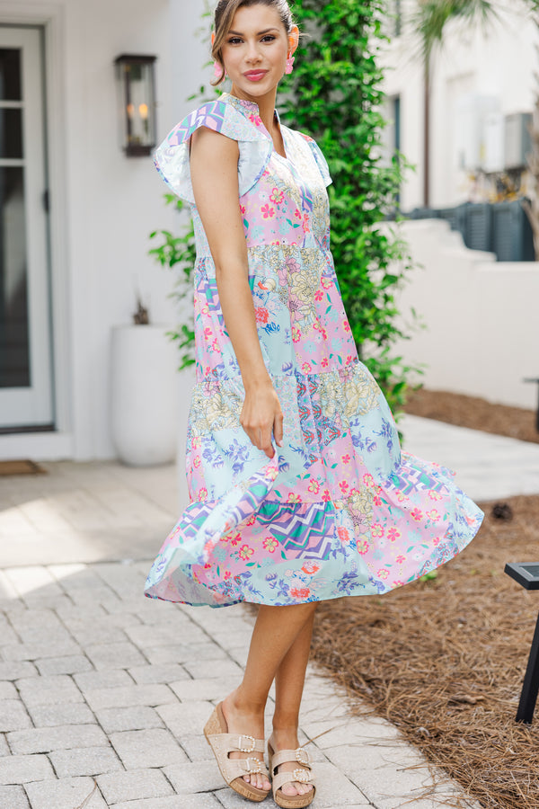 Keep It Going Blue & Pink Floral Midi Dress Shop the Mint Keep It Going Blue & Pink Floral Midi Dress Shop the Mint