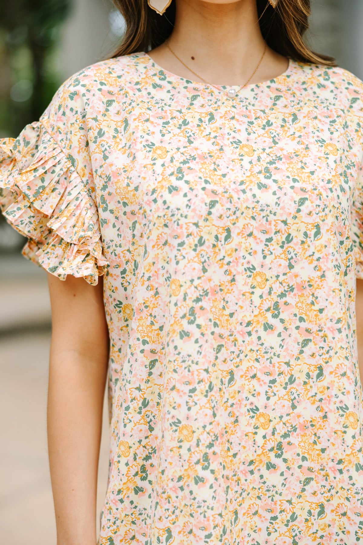 What A Vision Yellow Ditsy Floral Ruffled Dress – Shop the Mint