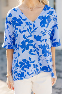 By The Garden Blue Floral Top