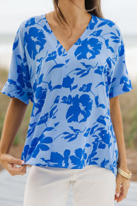 By The Garden Blue Floral Top