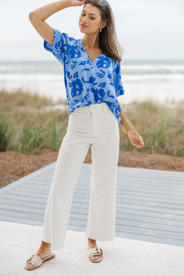 By The Garden Blue Floral Top