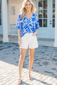 By The Garden Blue Floral Top