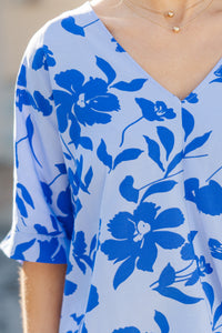 By The Garden Blue Floral Top