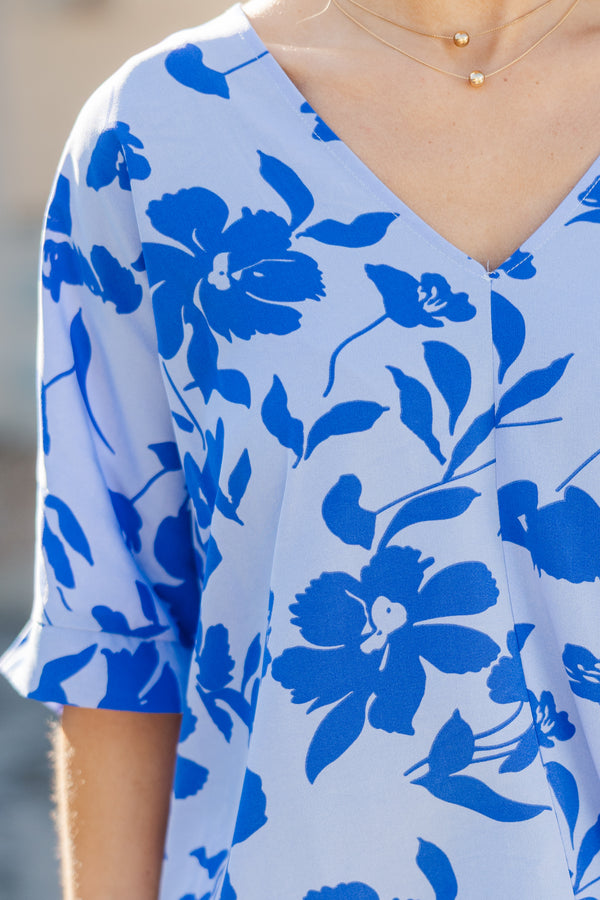 By The Garden Blue Floral Top