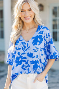 By The Garden Blue Floral Top