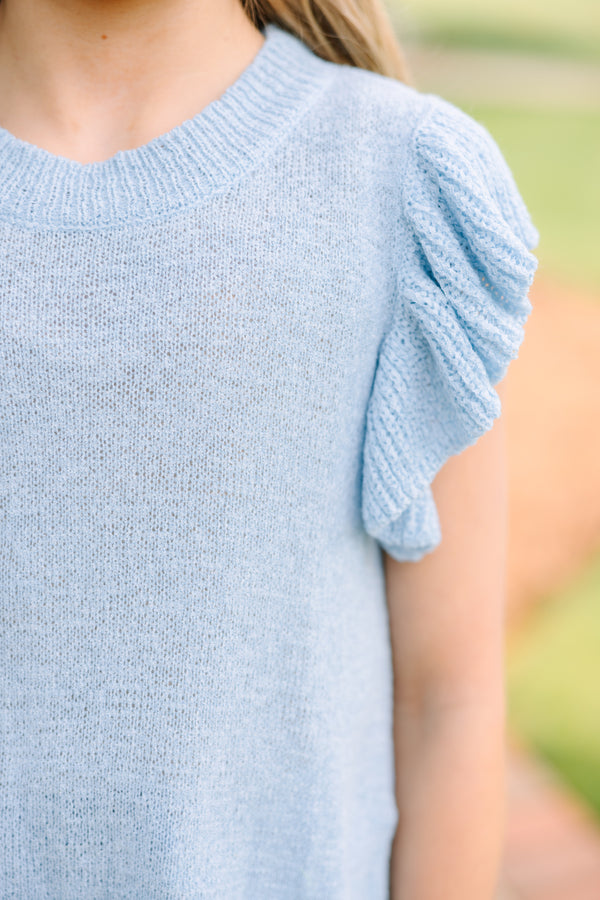 Girls: Certain Joy Light Blue Knit Top