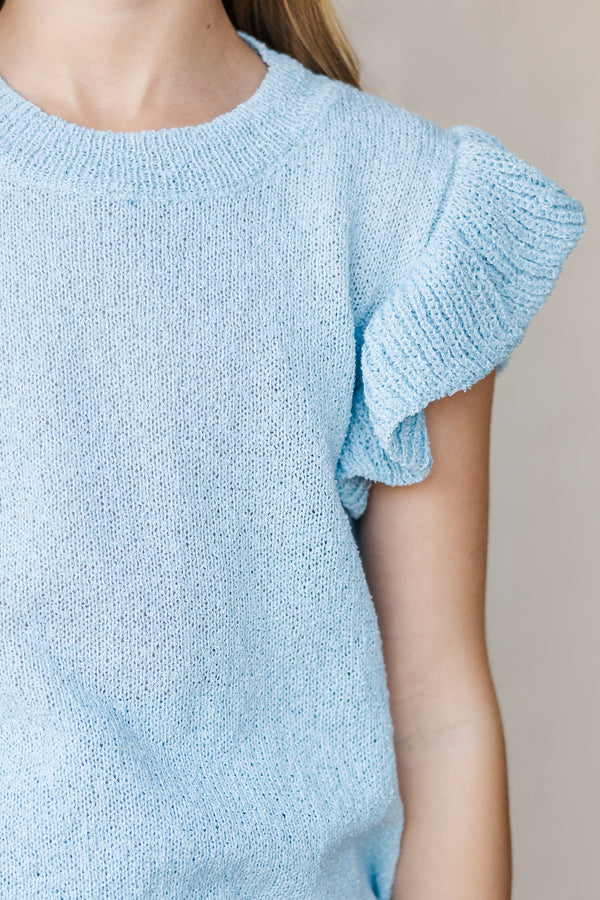 Girls: Certain Joy Light Blue Knit Top