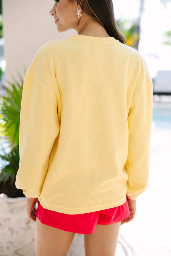 Sweet Summertime Yellow Corded Graphic Sweatshirt