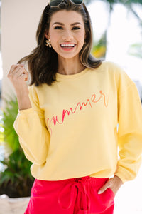 Sweet Summertime Yellow Corded Graphic Sweatshirt