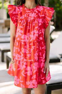 Make My Day Red Floral Babydoll Dress