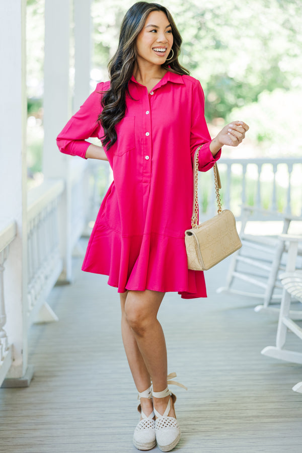 Share Your Story Fuchsia Pink Shirt Dress – Shop the Mint