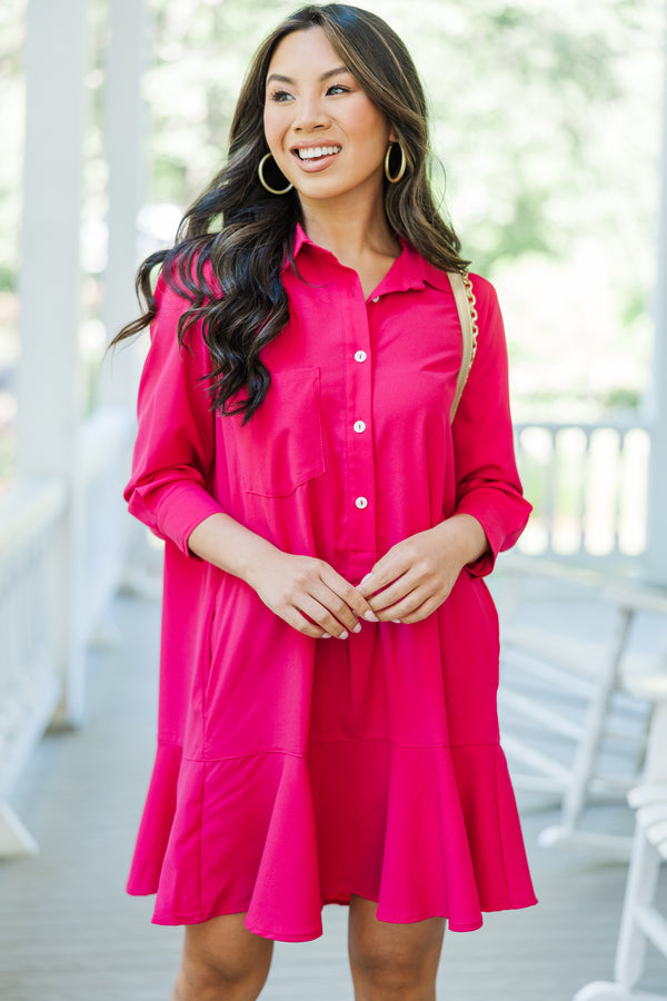 Share Your Story Fuchsia Pink Shirt Dress Shop the Mint