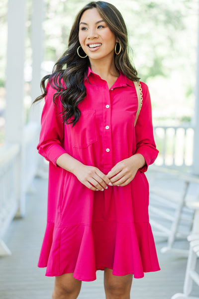 Share Your Story Fuchsia Pink Shirt Dress – Shop the Mint