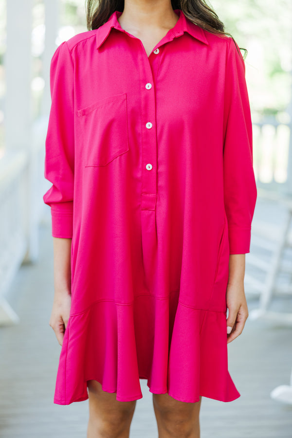 Share Your Story Fuchsia Pink Shirt Dress – Shop the Mint