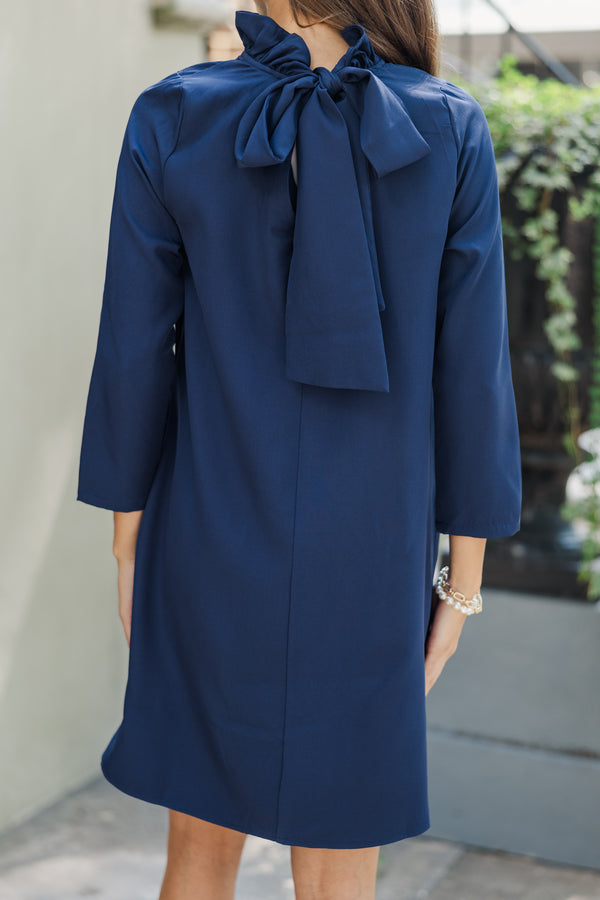 navy blue swing dress with sleeves Linen Summer Maxi Dress