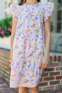 Girls: Sweet Nature Lavender Ditsy Floral Babydoll Dress