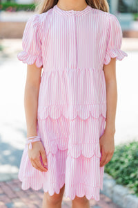 Girls: Perfectly Paired Pink Striped Dress