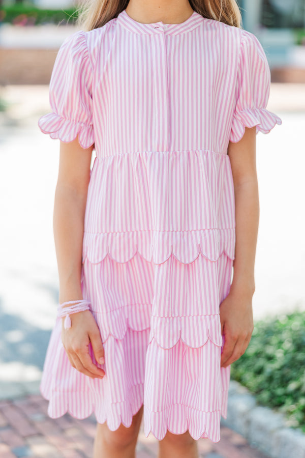 Girls: Perfectly Paired Pink Striped Dress