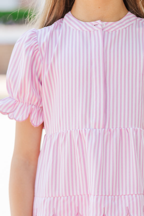 Girls: Perfectly Paired Pink Striped Dress