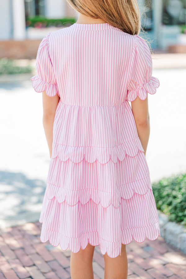 Girls: Perfectly Paired Pink Striped Dress