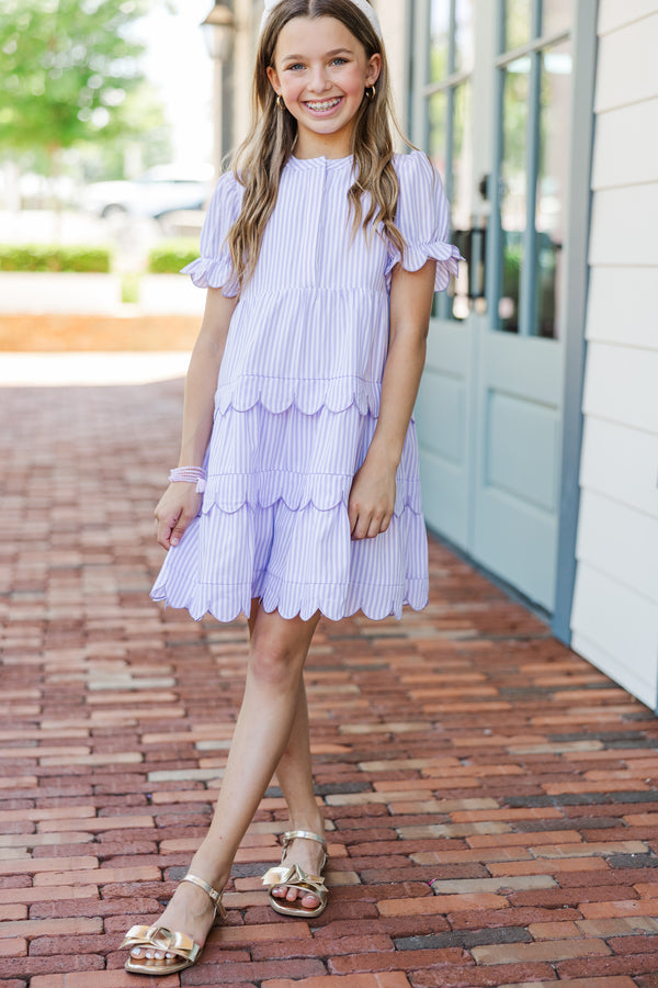 Girls: Perfectly Paired Lavender Striped Dress