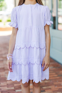 Girls: Perfectly Paired Lavender Striped Dress