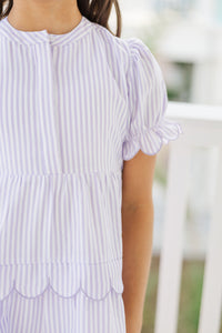Girls: Perfectly Paired Lavender Striped Midi Dress