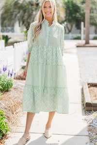 Just For You Sage Green Floral Midi Dress