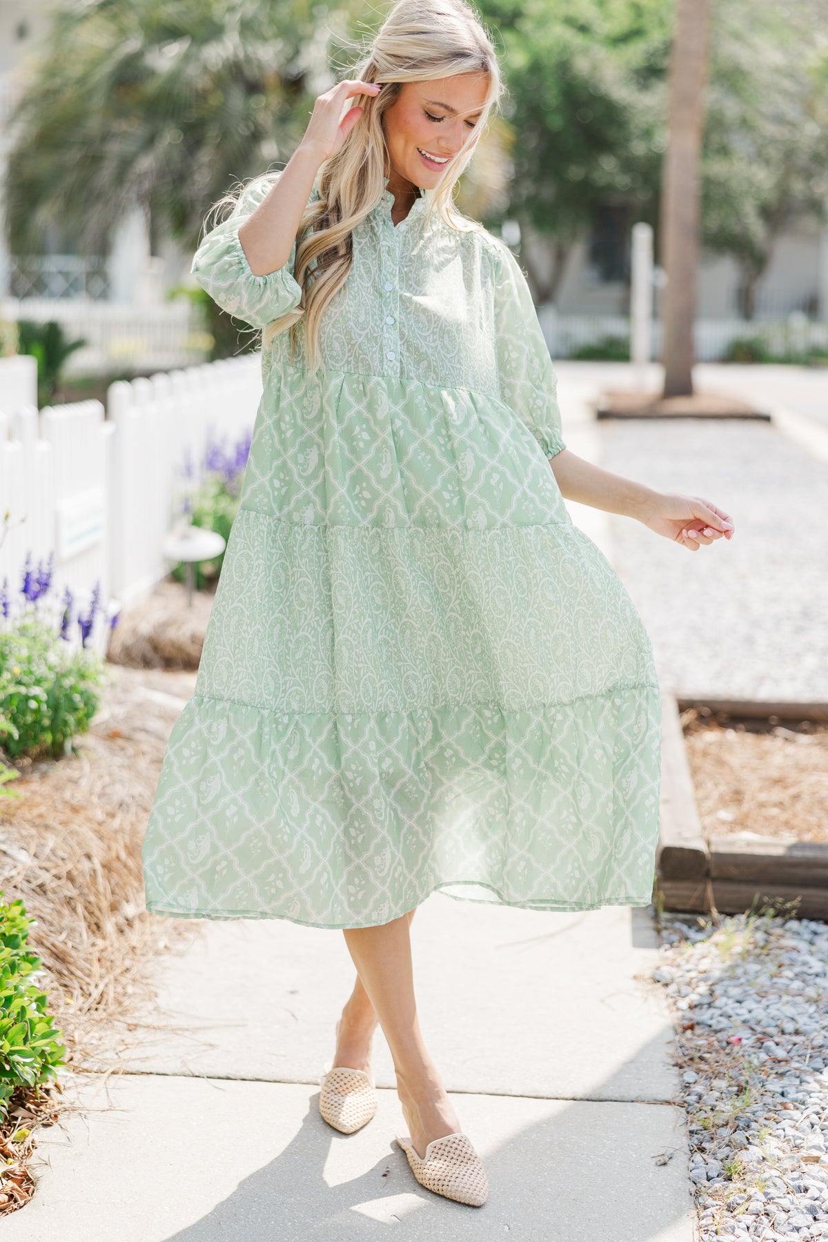 Just For You Sage Green Floral Midi Dress – Shop the Mint