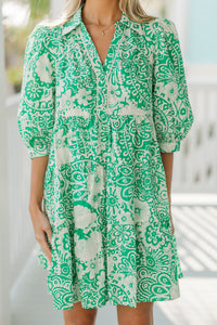 Find Your Way Green Floral Dress