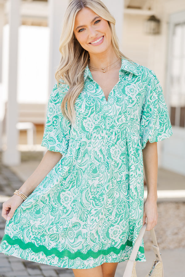 Find Your Way Green Floral Dress